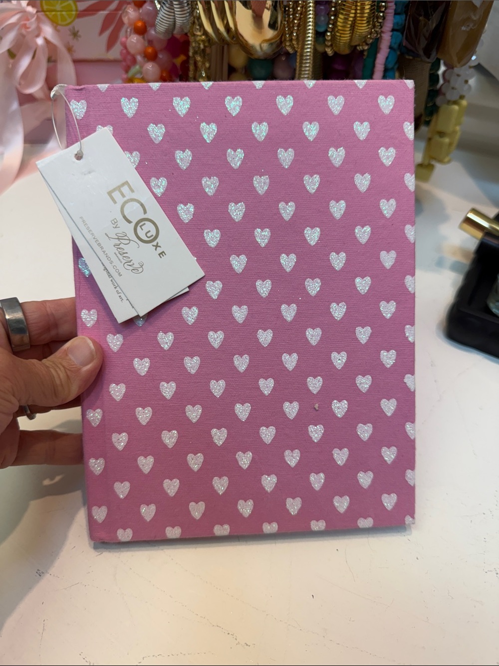 ECO by Blue Sky Pink Heart Pattern Notebook